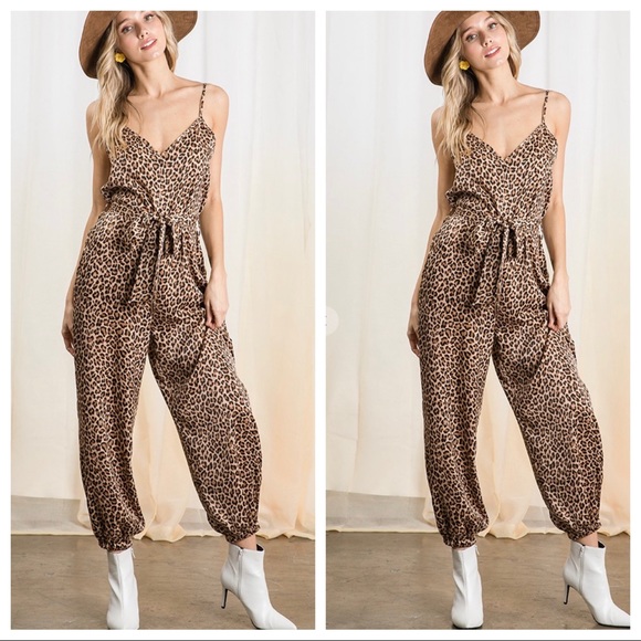 Lindsey Animal Print Cami Fabulous Jumpsuit with Jogger Style Pants - Picture 4 of 5
